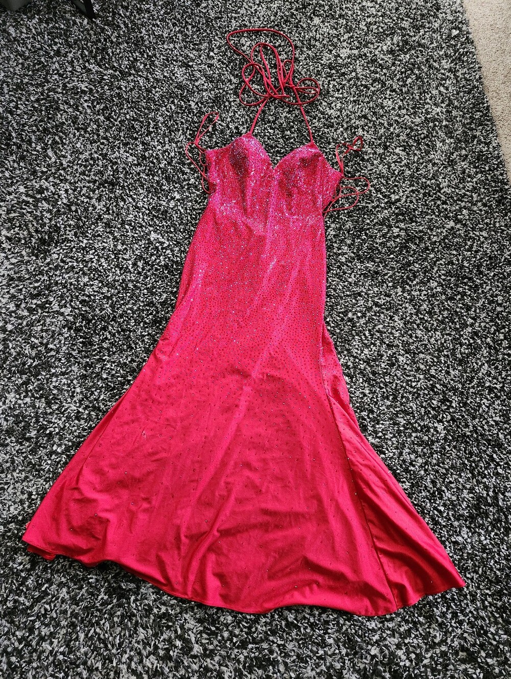 Strappy Red Evening Sequioned Dress Sz 12